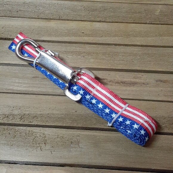 Dog Leash Patriotic Red White Blue Stars Stripes 4th of July .75" Wide - Picture 2 of 7